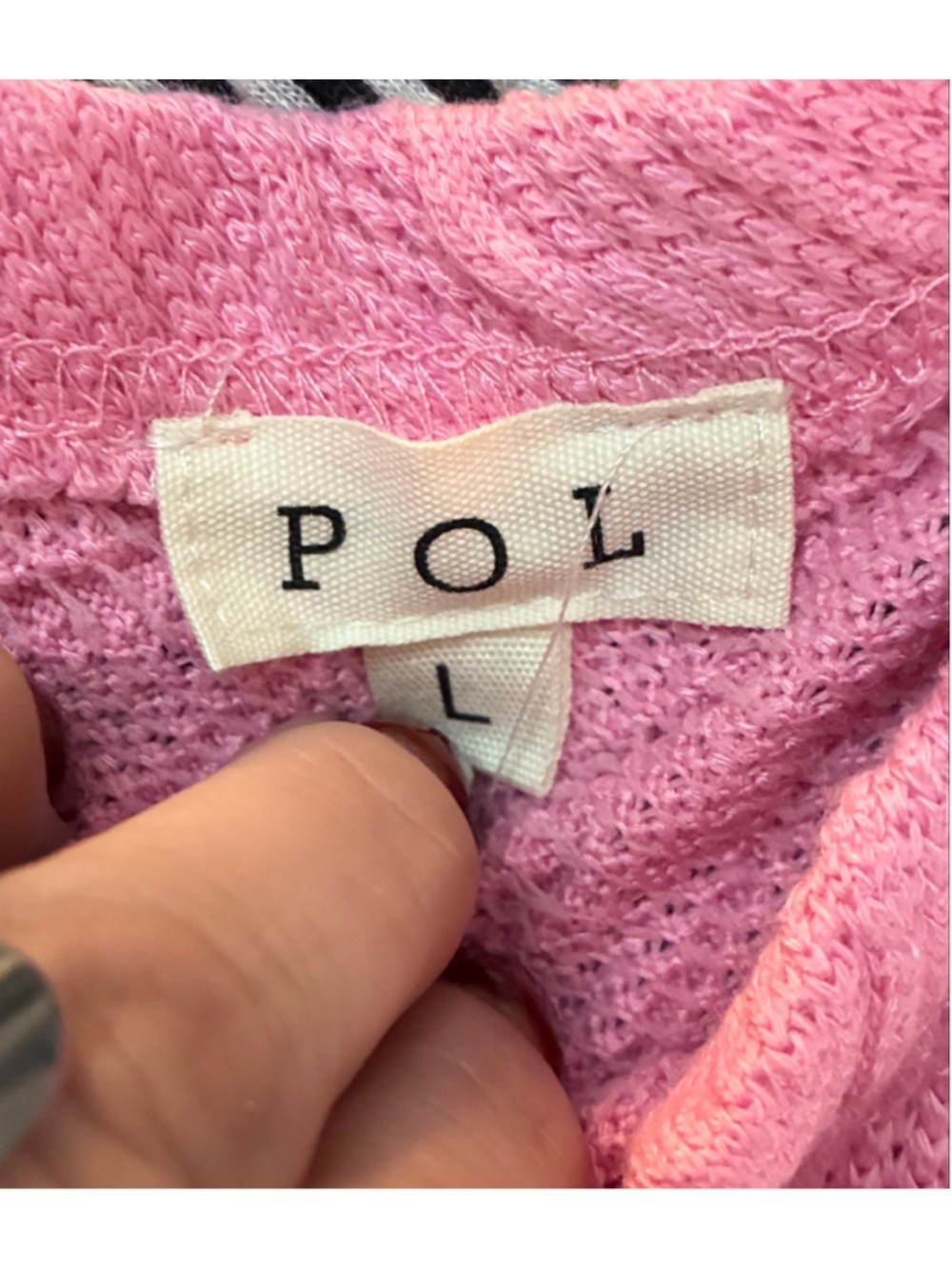 POL Pink One-Shoulder Cable Knit Crop Sweater Top Long Sleeve Size Large L - Picture 2 of 9